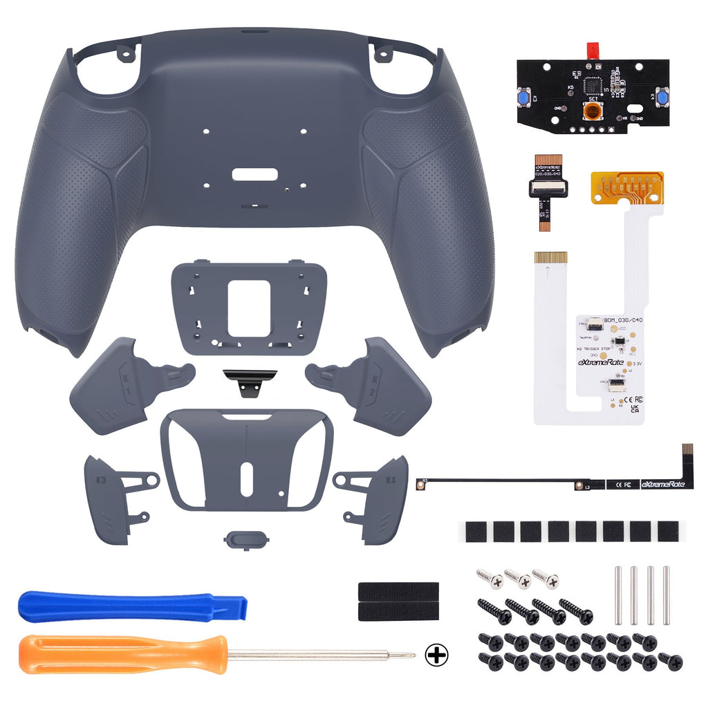 eXtremeRate Remappable RISE4 V3 Remap Kit for PS5 Controller BDM-030/040/050 - Rubberized Sterling Silver eXtremeRate