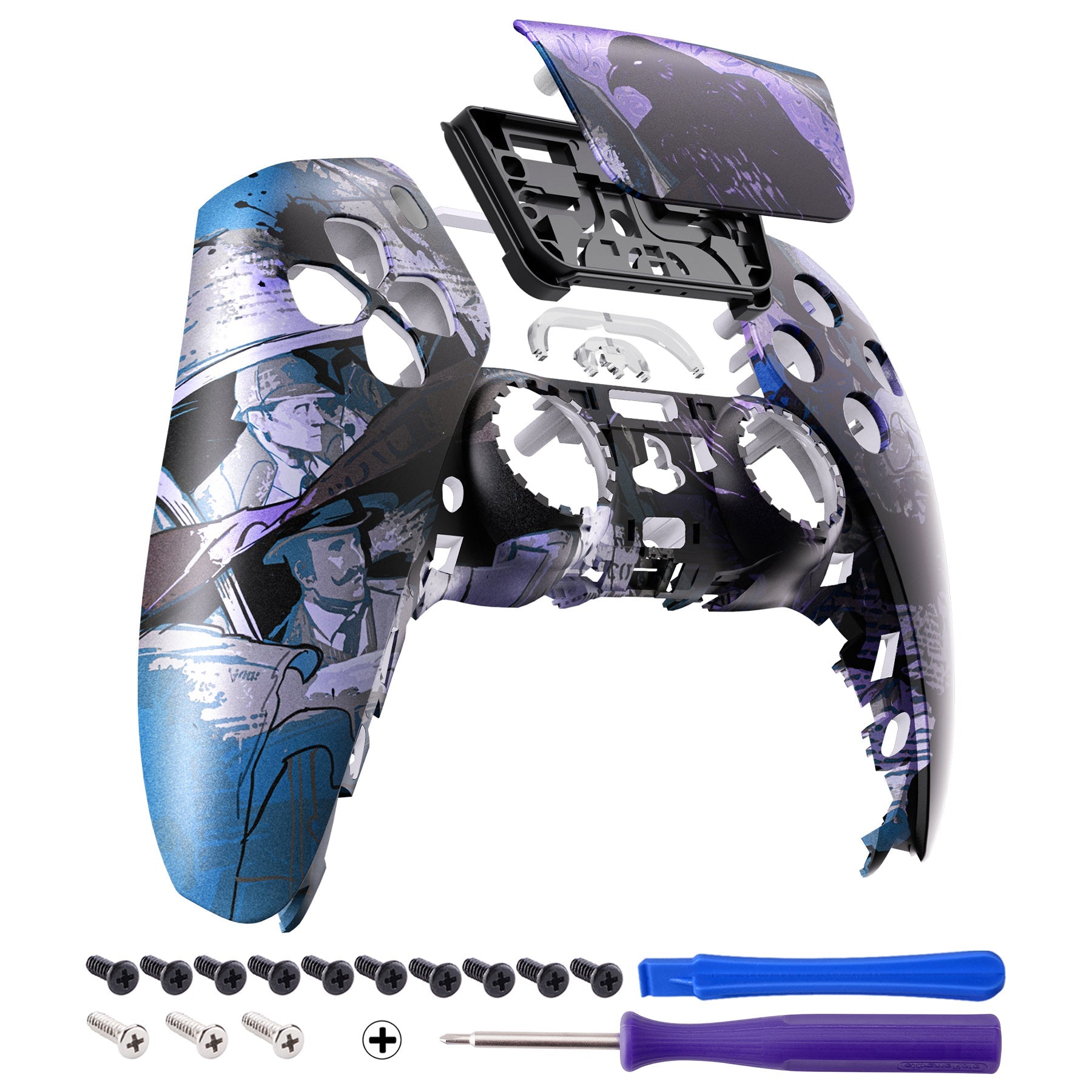 eXtremeRate Replacement Front Housing Shell with Touchpad Compatible with PS5 Controller BDM-010/020/030/040/050 - The Great Detective eXtremeRate