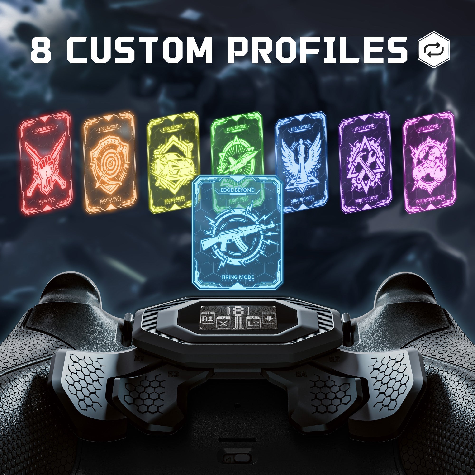 eXtremeRate BEYOND Back Paddles Kit with OLED Display & Redesigned Ergonomic Grips for PS5 Edge Controller - Rubberized Black eXtremeRate