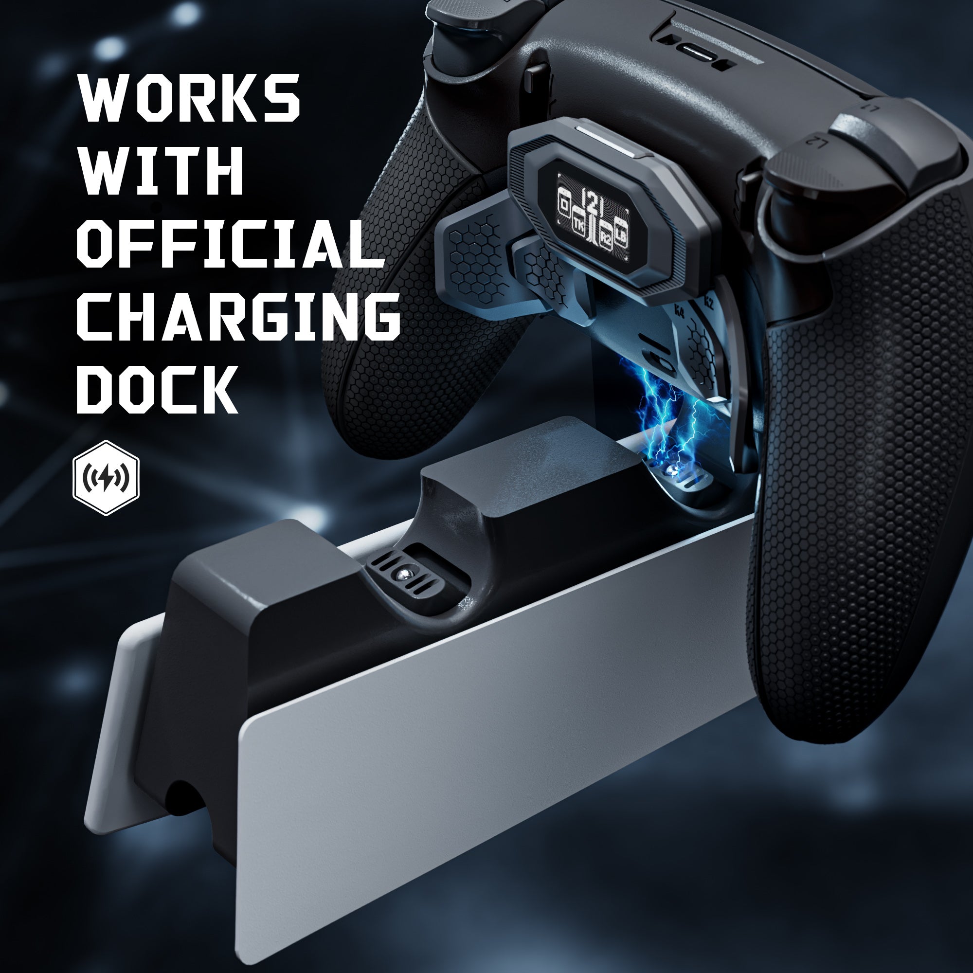 eXtremeRate BEYOND Back Paddles Kit with OLED Display & Redesigned Ergonomic Grips for PS5 Edge Controller - Rubberized Black eXtremeRate