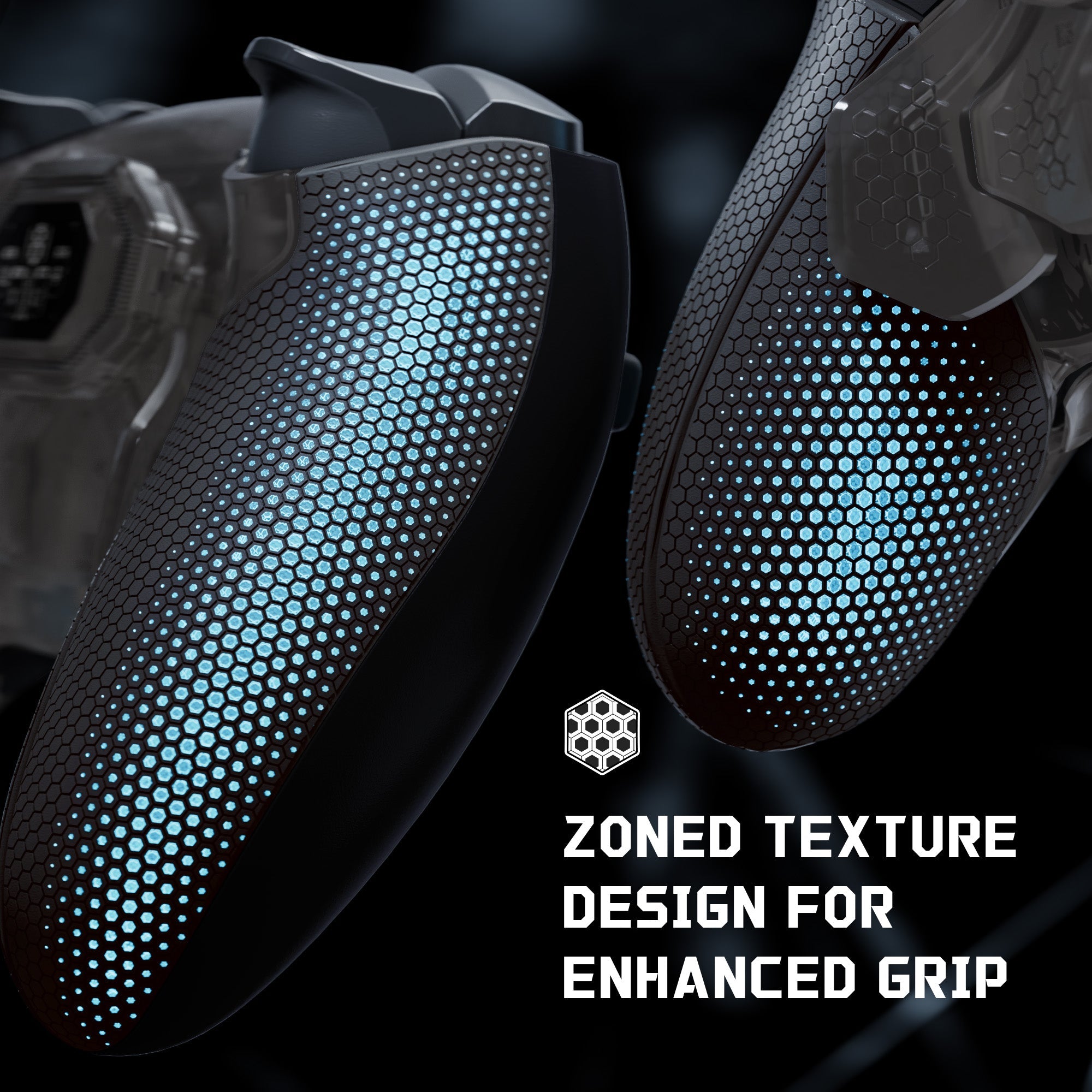 eXtremeRate BEYOND Back Paddles Kit with OLED Display & Redesigned Ergonomic Grips for PS5 Edge Controller - Rubberized Clear & Black eXtremeRate