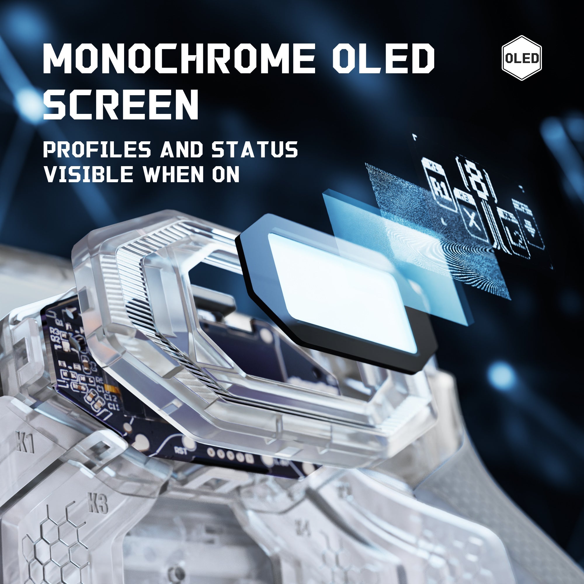 eXtremeRate BEYOND Back Paddles Kit with OLED Display & Redesigned Ergonomic Grips for PS5 Edge Controller - Rubberized Clear & Gray eXtremeRate