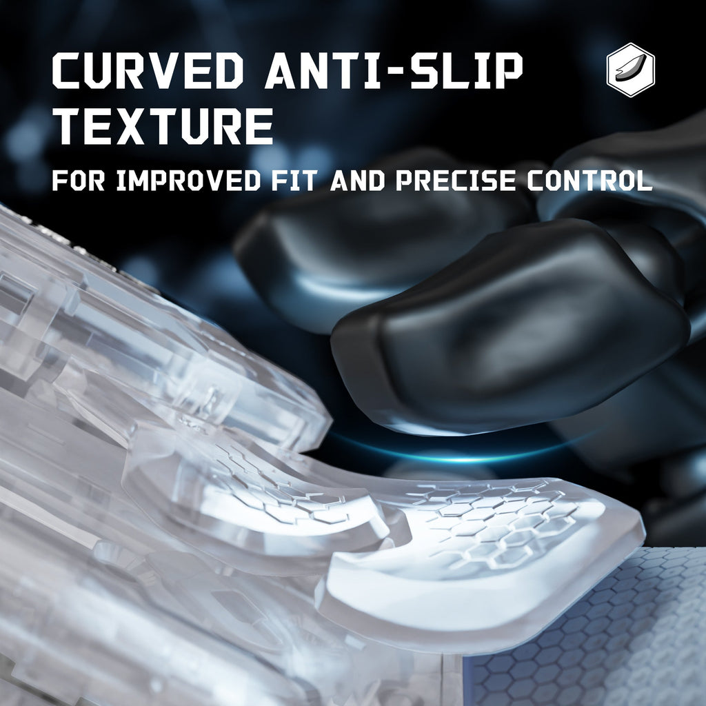 eXtremeRate BEYOND Back Paddles Kit with OLED Display & Redesigned Ergonomic Grips for PS5 Edge Controller - Rubberized Clear & Gray eXtremeRate