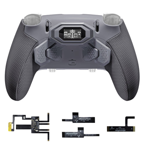 eXtremeRate BEYOND Back Paddles Kit with OLED Display & Redesigned Ergonomic Grips for PS5 Edge Controller - Rubberized New Hope Gray & Classic Gray eXtremeRate