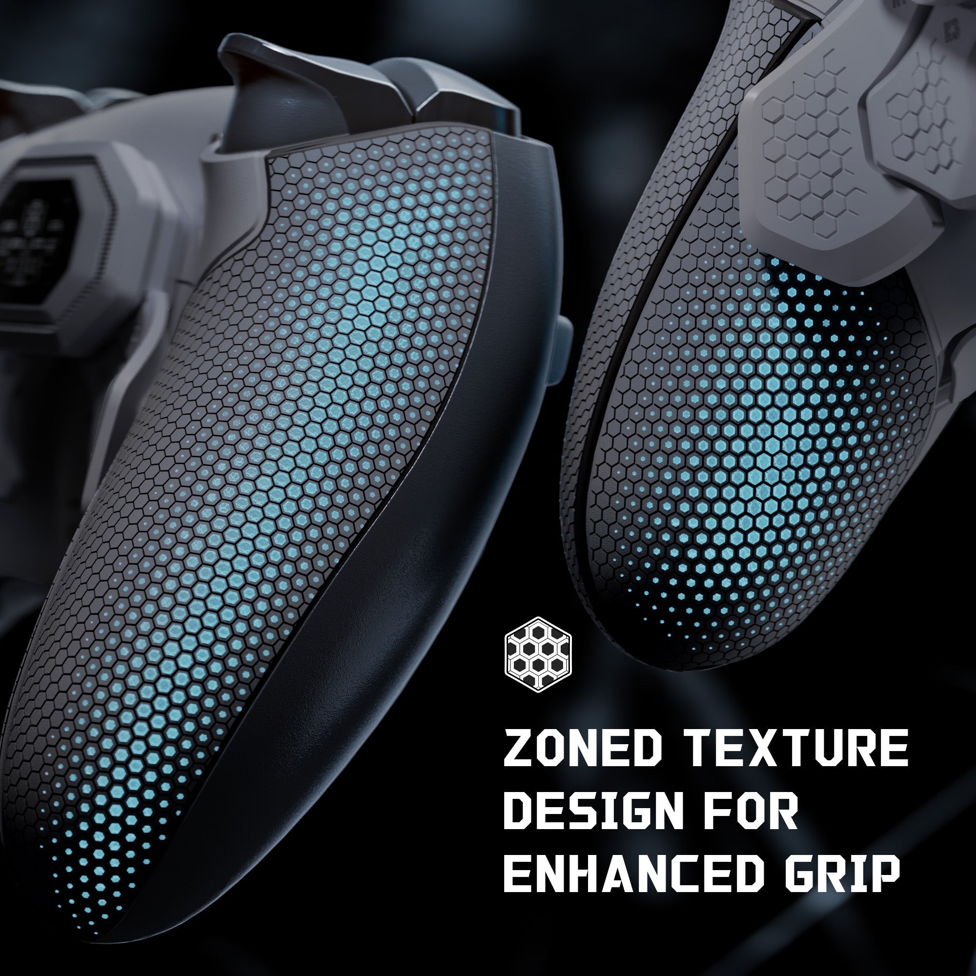 eXtremeRate BEYOND Back Paddles Kit with OLED Display & Redesigned Ergonomic Grips for PS5 Edge Controller - Rubberized New Hope Gray & Classic Gray eXtremeRate
