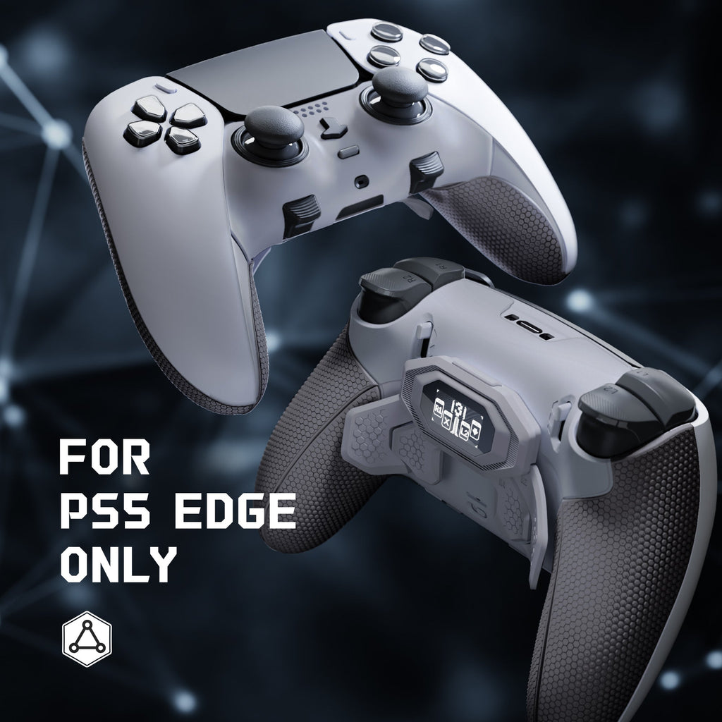 eXtremeRate BEYOND Back Paddles Kit with OLED Display & Redesigned Ergonomic Grips for PS5 Edge Controller - Rubberized New Hope Gray & Classic Gray eXtremeRate