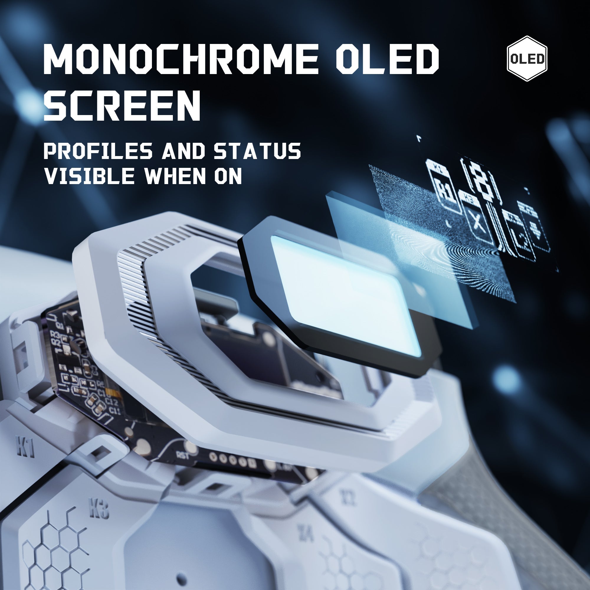 eXtremeRate BEYOND Back Paddles Kit with OLED Display & Redesigned Ergonomic Grips for PS5 Edge Controller - Rubberized White & Gray eXtremeRate