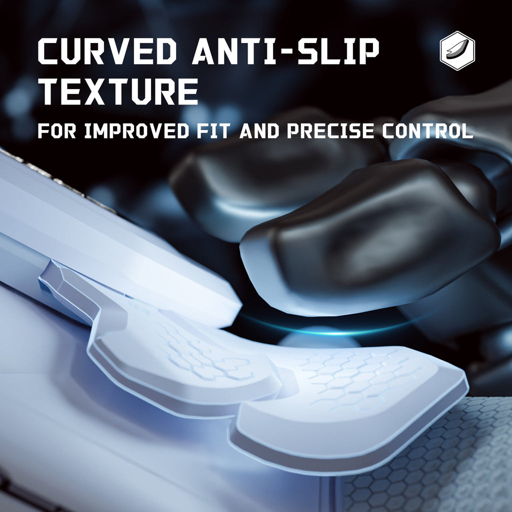 eXtremeRate BEYOND Back Paddles Kit with OLED Display & Redesigned Ergonomic Grips for PS5 Edge Controller - Rubberized White & Gray eXtremeRate