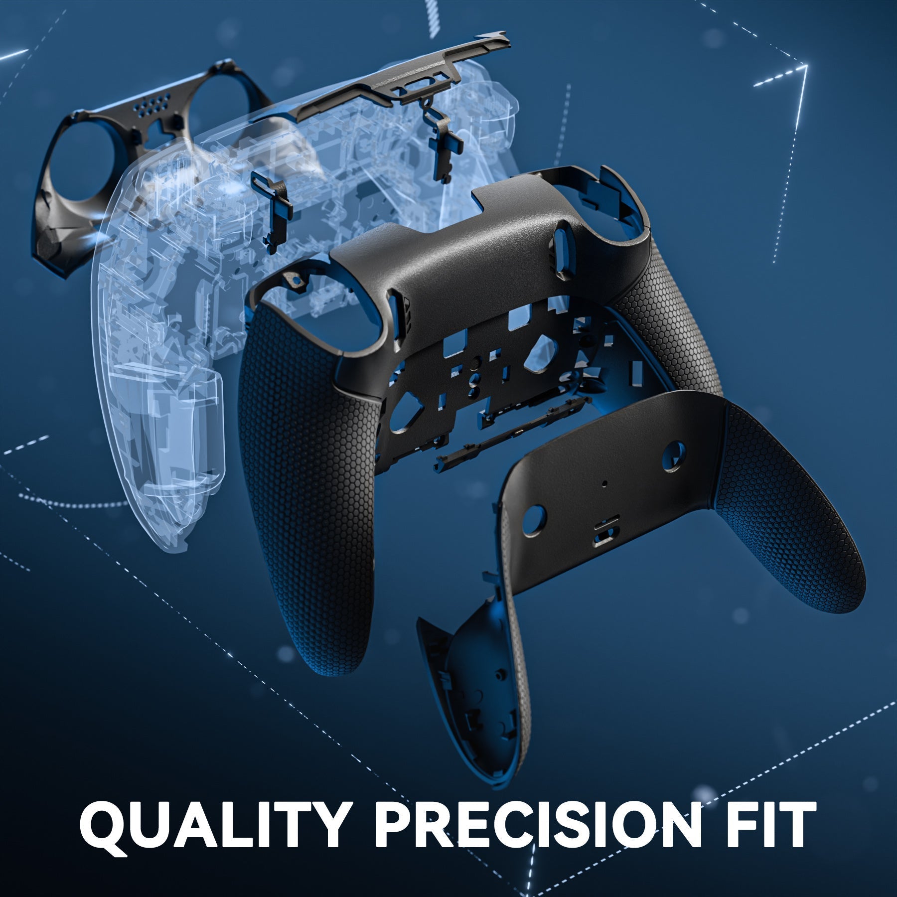 eXtremeRate Beyond-ARC Bottom Shell Kit with Rubberised Grip for PS5 Edge Controller - Black eXtremeRate
