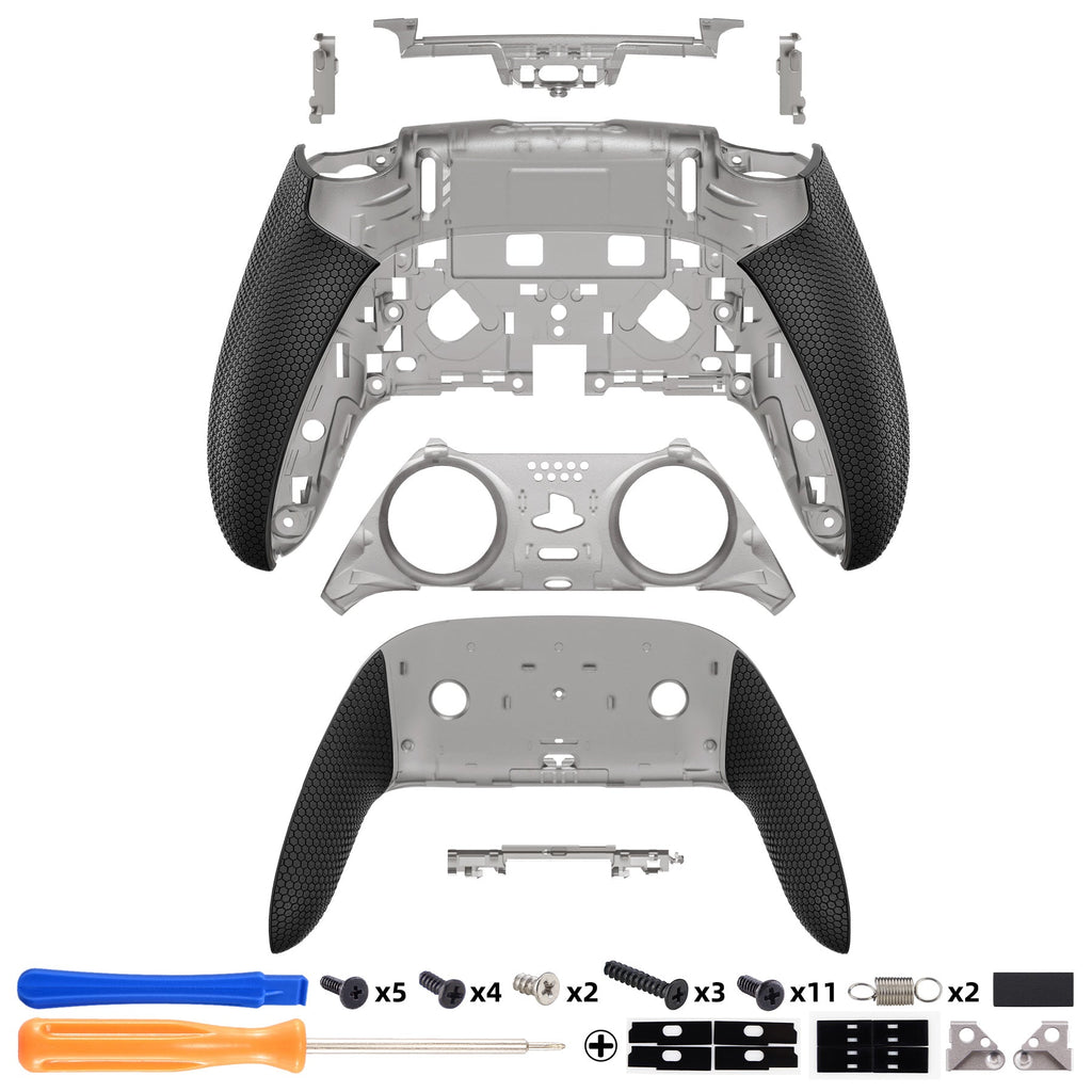 eXtremeRate Beyond-ARC Bottom Shell Kit with Rubberised Grip for PS5 Edge Controller - Clear & Black eXtremeRate