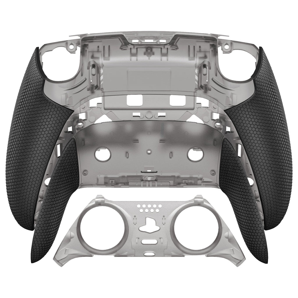 eXtremeRate Beyond-ARC Bottom Shell Kit with Rubberised Grip for PS5 Edge Controller - Clear & Black eXtremeRate