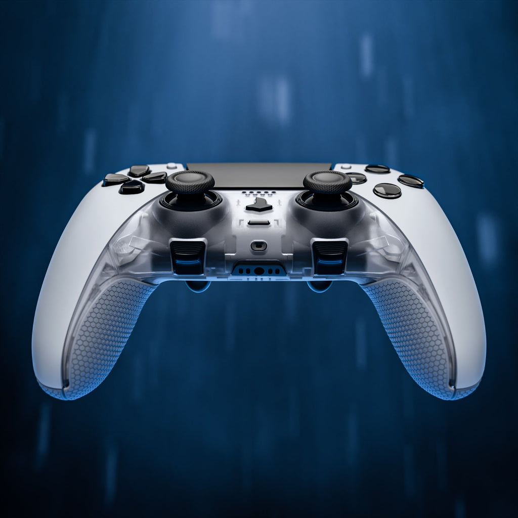 eXtremeRate Beyond-ARC Bottom Shell Kit with Rubberised Grip for PS5 Edge Controller - Clear & Gray eXtremeRate