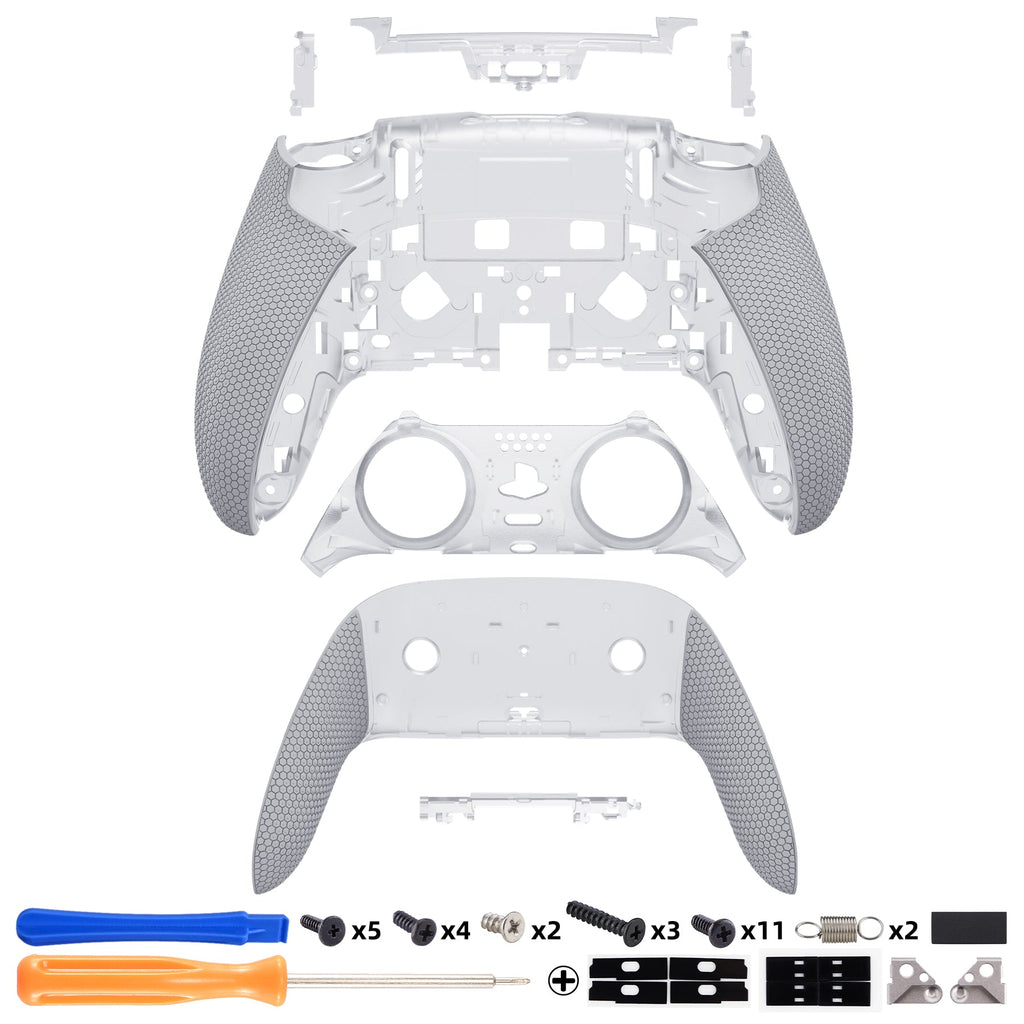 eXtremeRate Beyond-ARC Bottom Shell Kit with Rubberised Grip for PS5 Edge Controller - Clear & Gray eXtremeRate