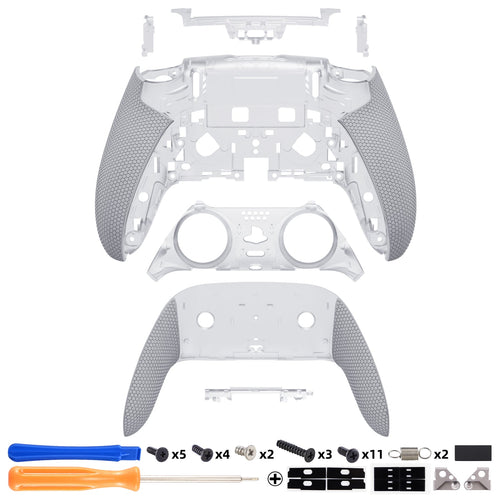 eXtremeRate Beyond-ARC Bottom Shell Kit with Rubberised Grip for PS5 Edge Controller - Clear & Gray eXtremeRate