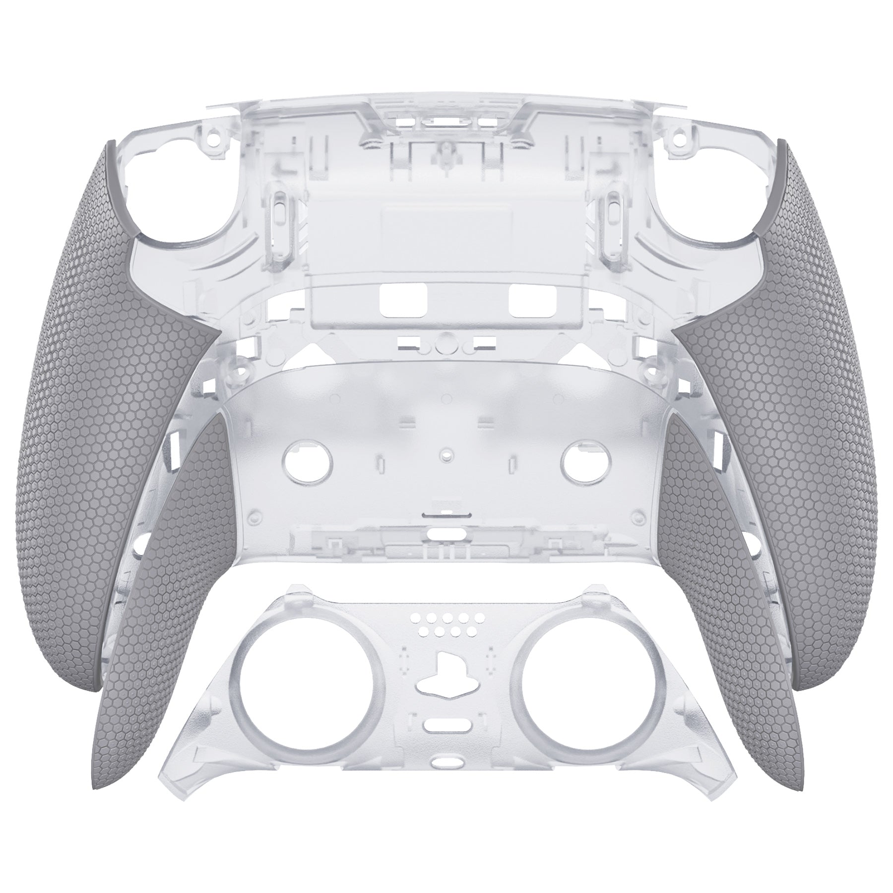 eXtremeRate Beyond-ARC Bottom Shell Kit with Rubberised Grip for PS5 Edge Controller - Clear & Gray eXtremeRate