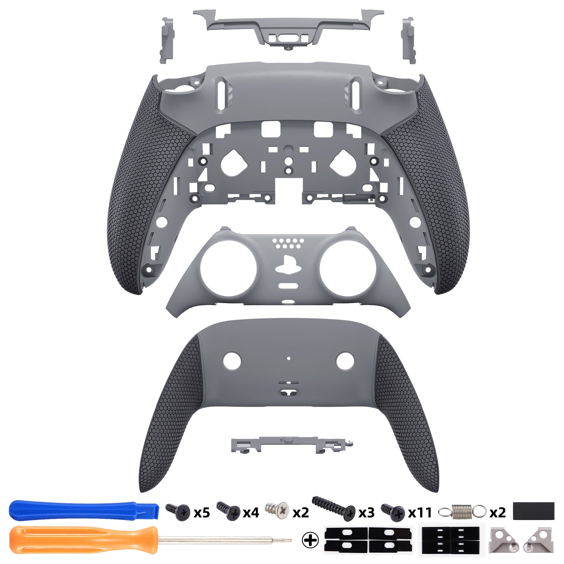 eXtremeRate Beyond-ARC Bottom Shell Kit with Rubberised Grip for PS5 Edge Controller - New Hope Gray & Classic Gray eXtremeRate