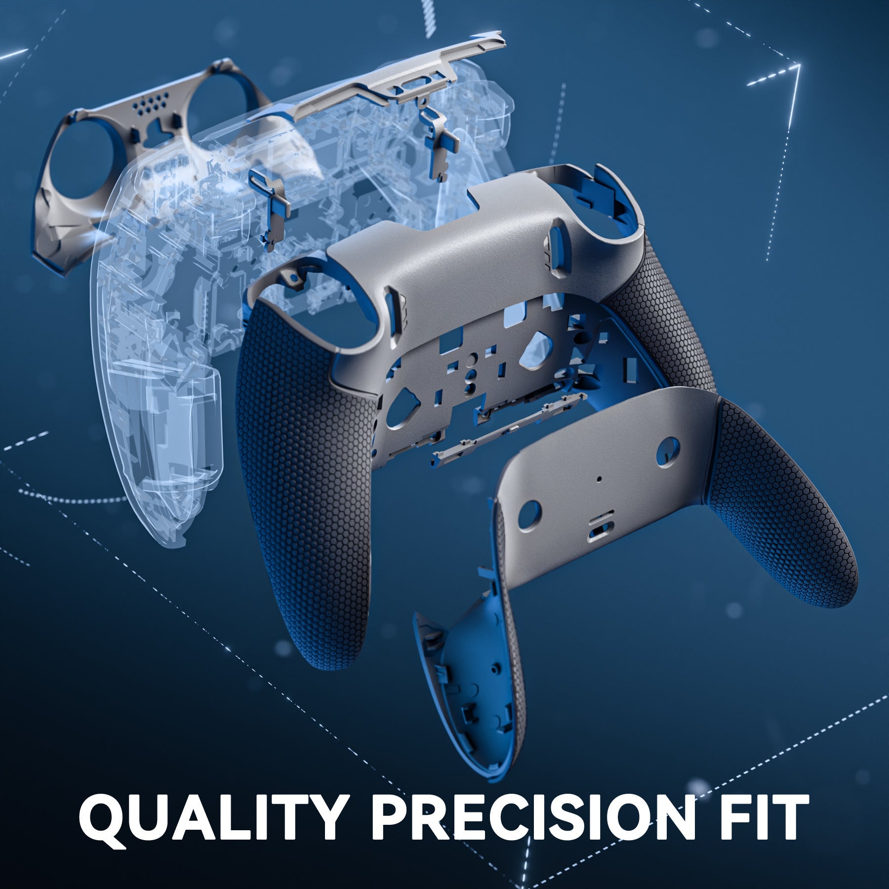 eXtremeRate Beyond-ARC Bottom Shell Kit with Rubberised Grip for PS5 Edge Controller - New Hope Gray & Classic Gray eXtremeRate