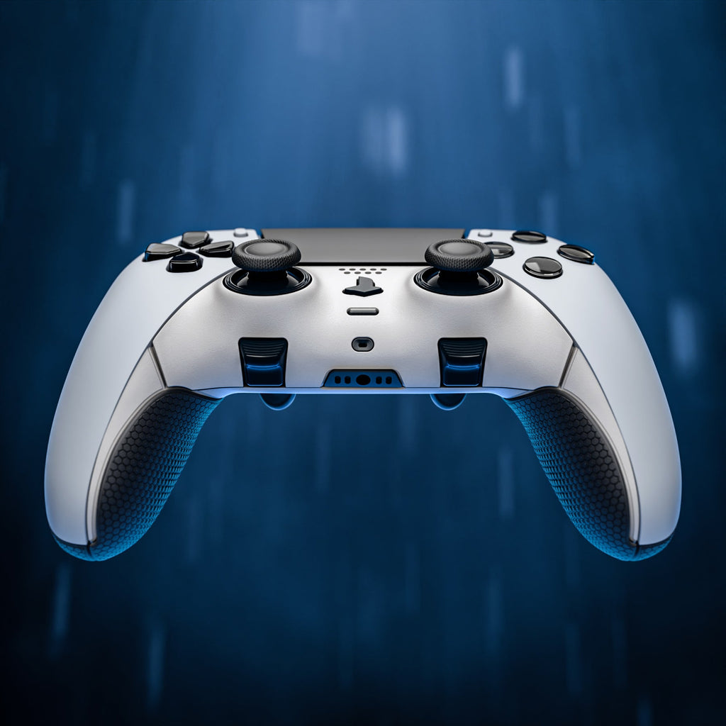 eXtremeRate Beyond-ARC Bottom Shell Kit with Rubberised Grip for PS5 Edge Controller - White Black eXtremeRate