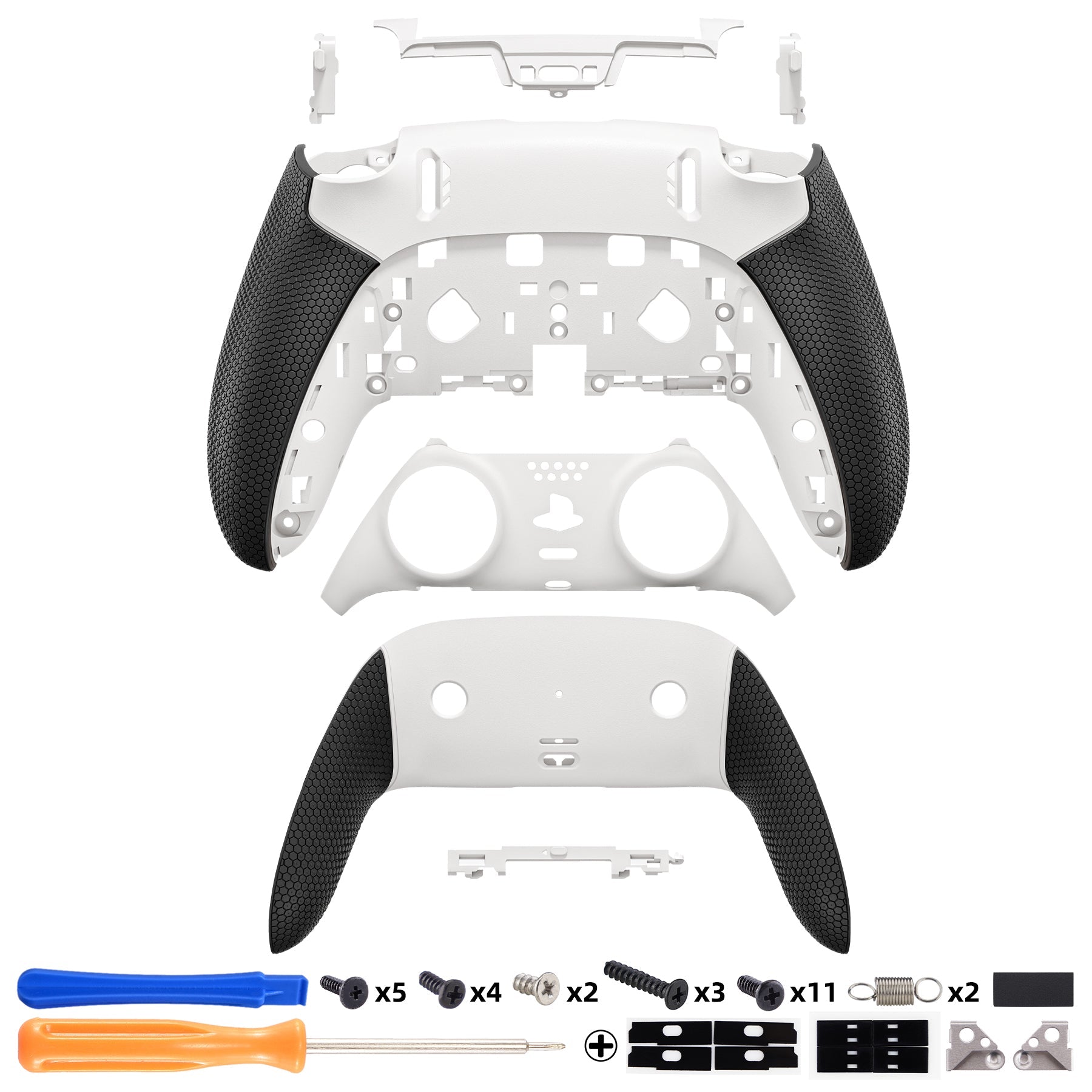 eXtremeRate Beyond-ARC Bottom Shell Kit with Rubberised Grip for PS5 Edge Controller - White Black eXtremeRate