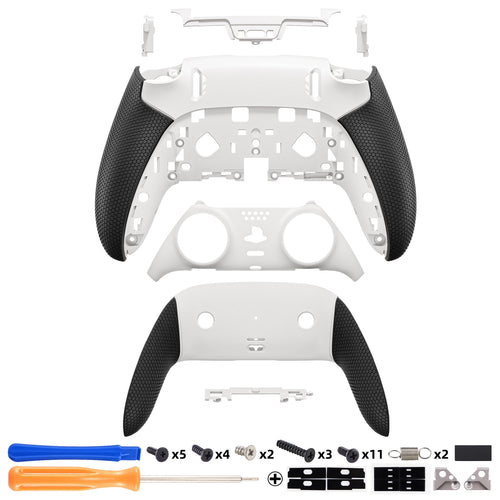 eXtremeRate Beyond-ARC Bottom Shell Kit with Rubberised Grip for PS5 Edge Controller - White Black eXtremeRate