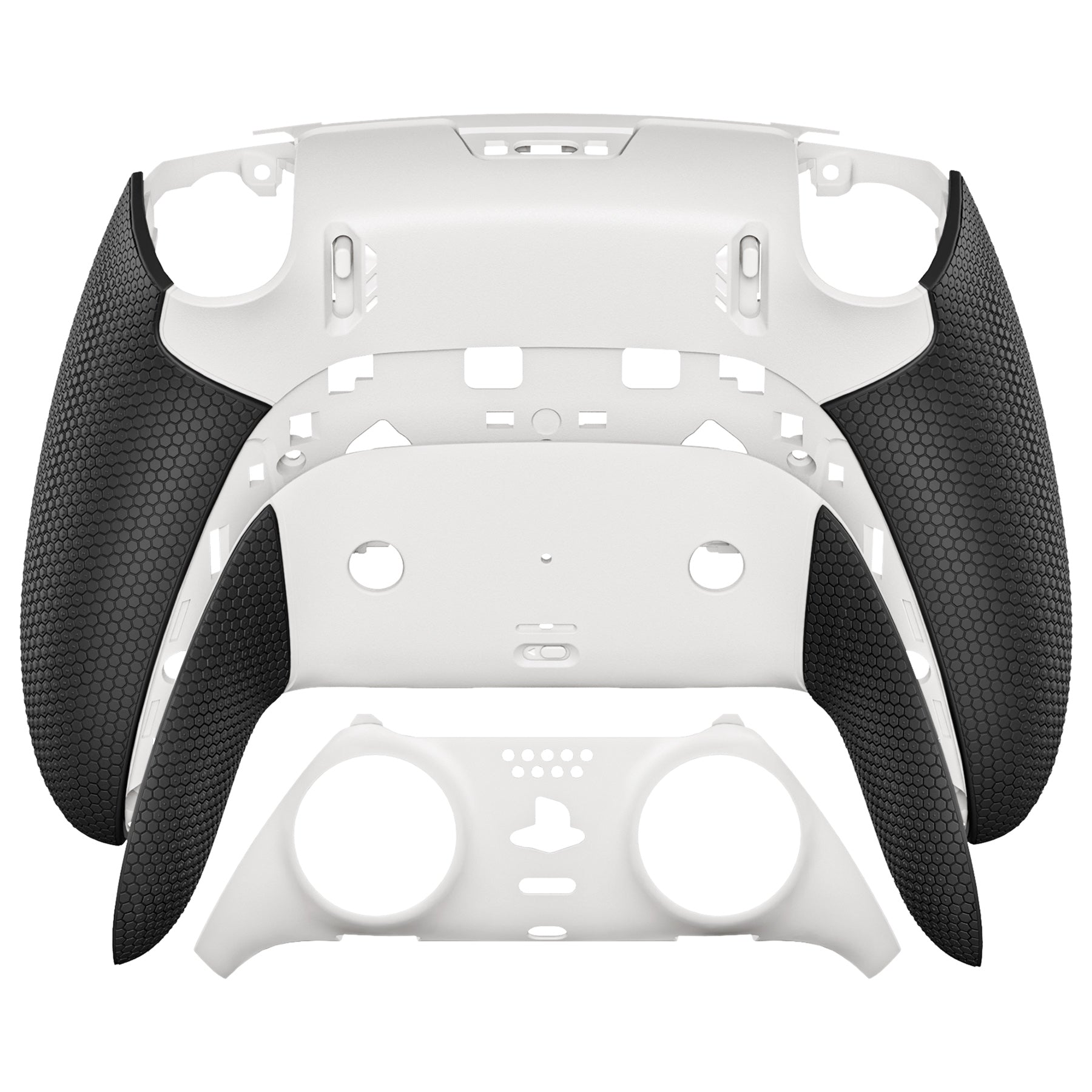 eXtremeRate Beyond-ARC Bottom Shell Kit with Rubberised Grip for PS5 Edge Controller - White Black eXtremeRate