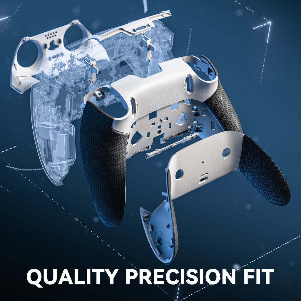 eXtremeRate Beyond-ARC Bottom Shell Kit with Rubberised Grip for PS5 Edge Controller - White Black eXtremeRate