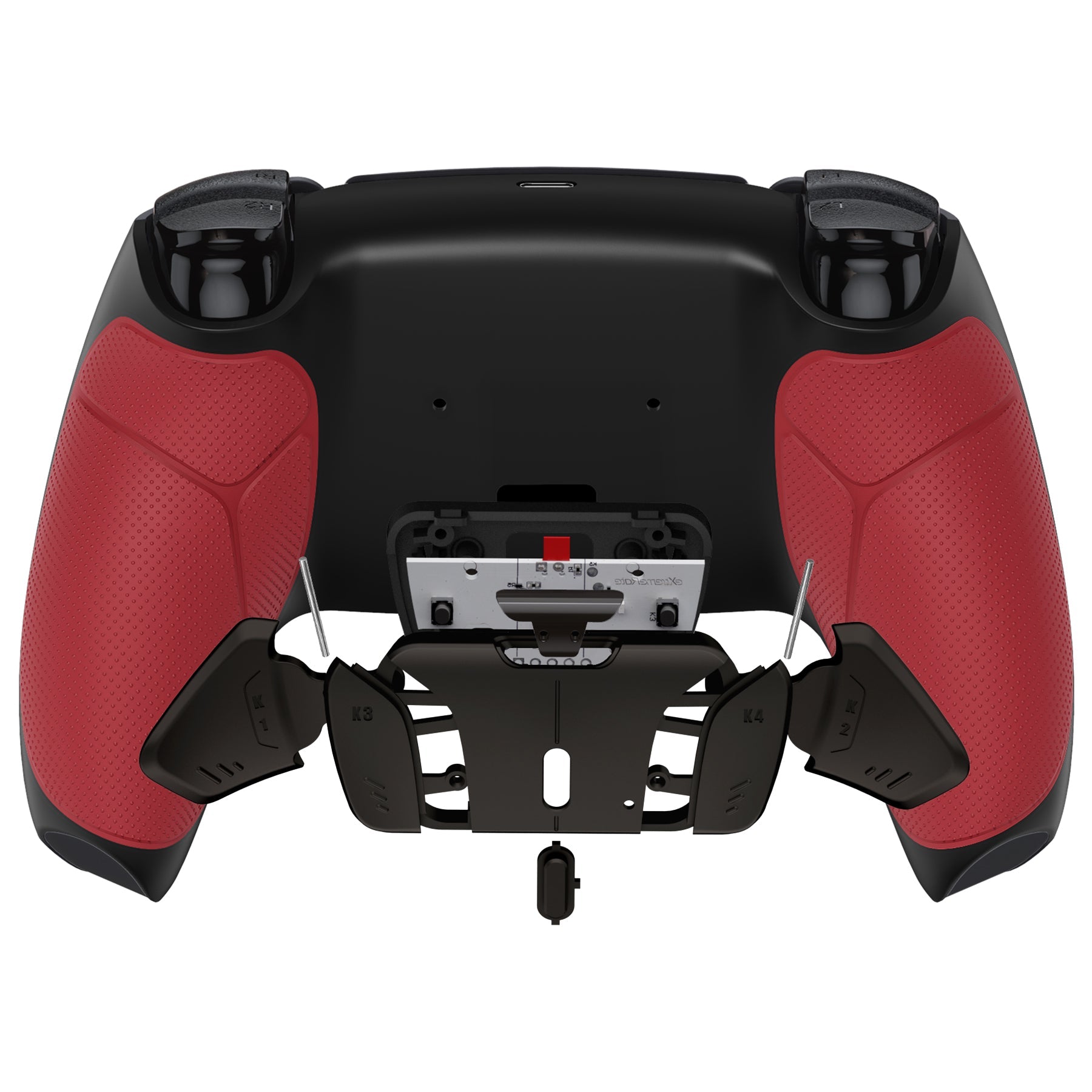 eXtremeRate Black Real Metal Buttons (RMB) Version RISE4 V3 Remap Kit for PS5 Controller BDM-030/040/050 - Rubberized Red eXtremeRate