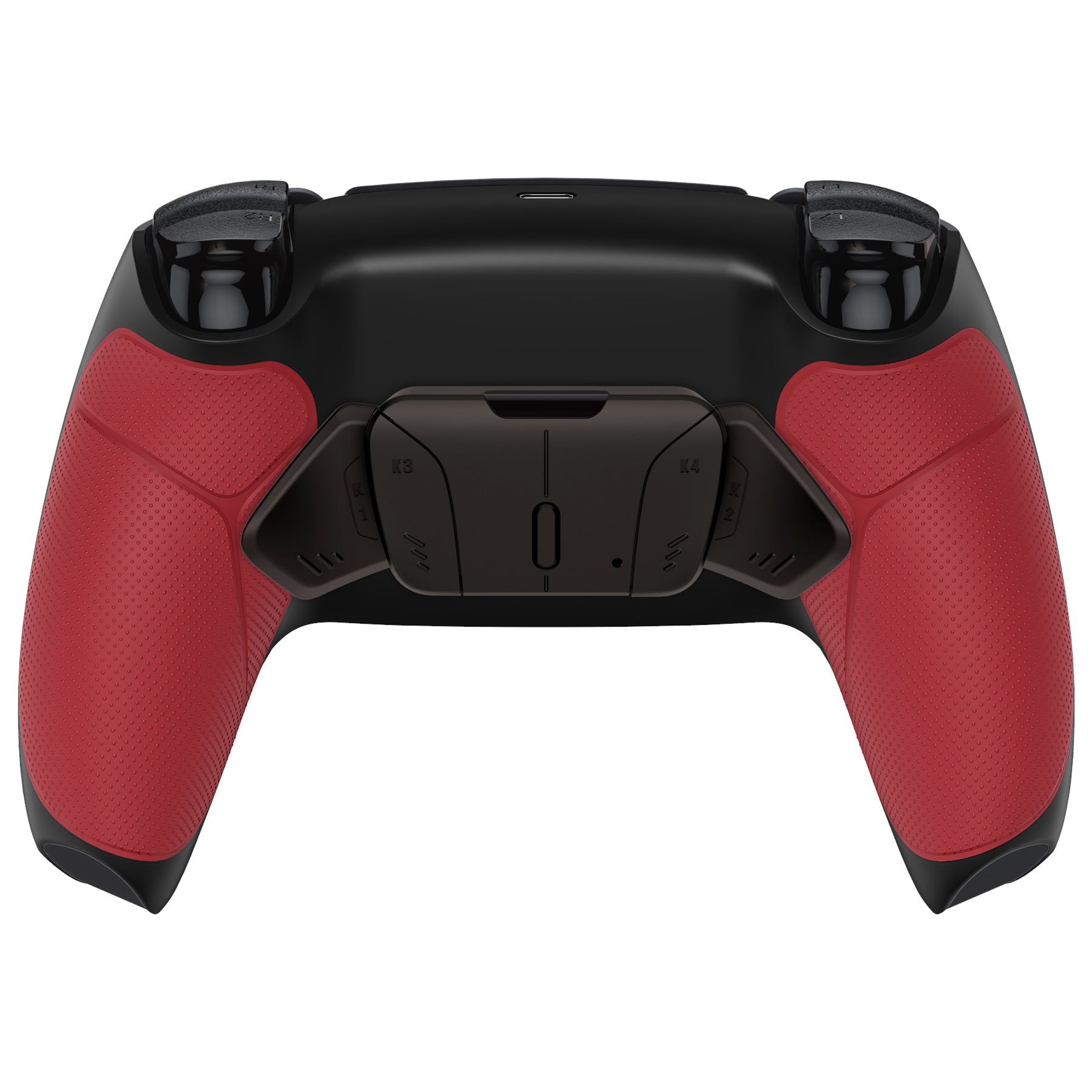 eXtremeRate Black Real Metal Buttons (RMB) Version RISE4 V3 Remap Kit for PS5 Controller BDM-030/040/050 - Rubberized Red eXtremeRate