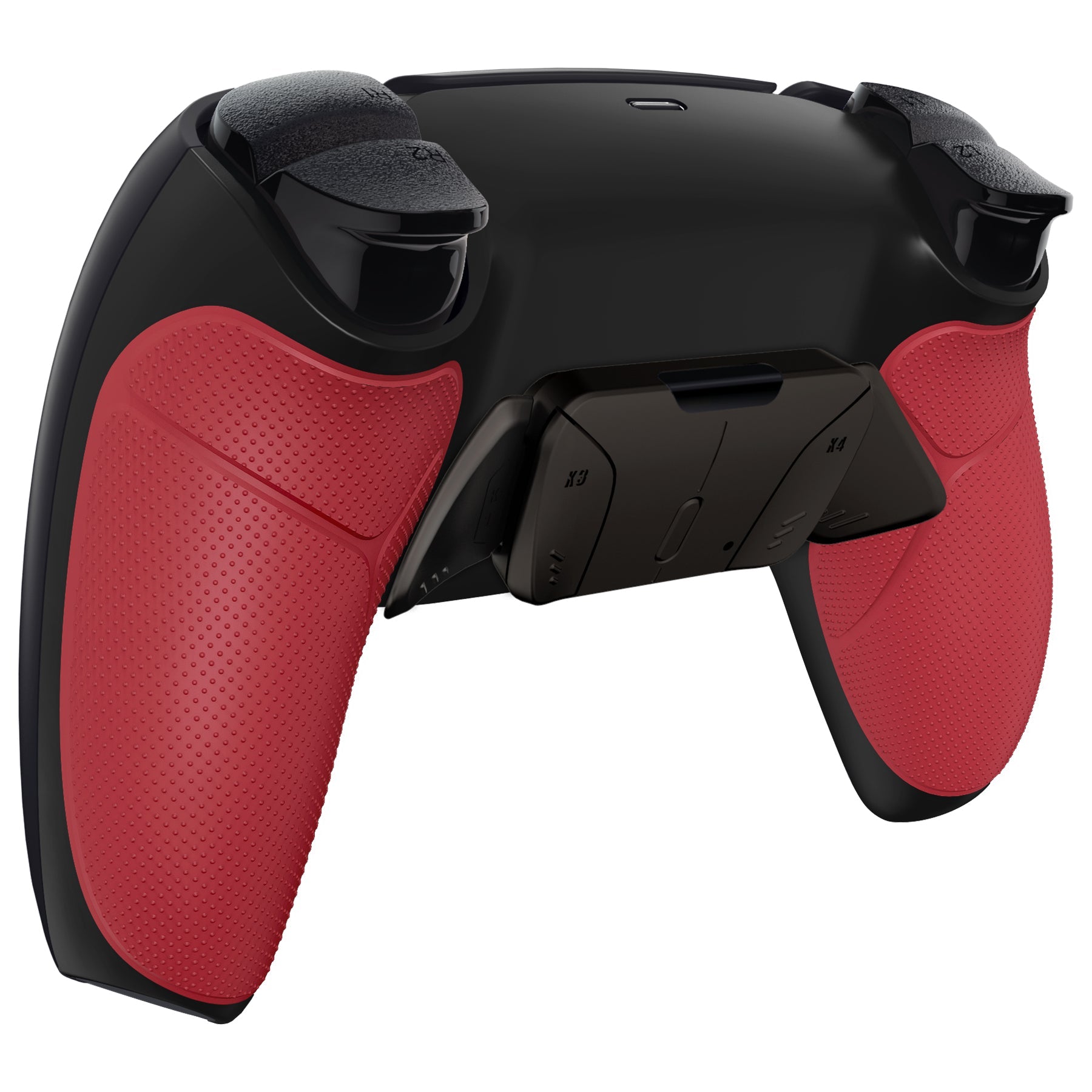 eXtremeRate Black Real Metal Buttons (RMB) Version RISE4 V3 Remap Kit for PS5 Controller BDM-030/040/050 - Rubberized Red eXtremeRate