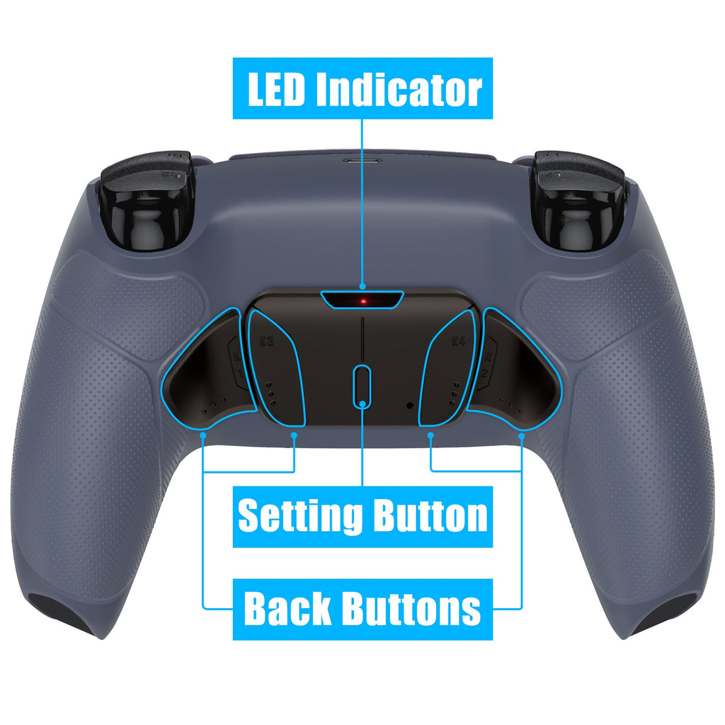 eXtremeRate Black Real Metal Buttons (RMB) Version RISE4 V3 Remap Kit for PS5 Controller BDM-030/040/050 - Rubberized Sterling Silver eXtremeRate