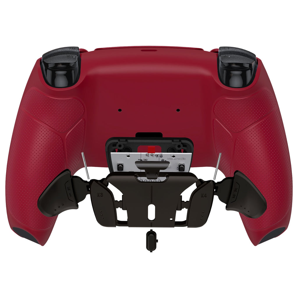 eXtremeRate Black Real Metal Buttons (RMB) Version RISE4 V3 Remap Kit for PS5 Controller BDM-030/040/050 - Rubberized Volcanic Red eXtremeRate