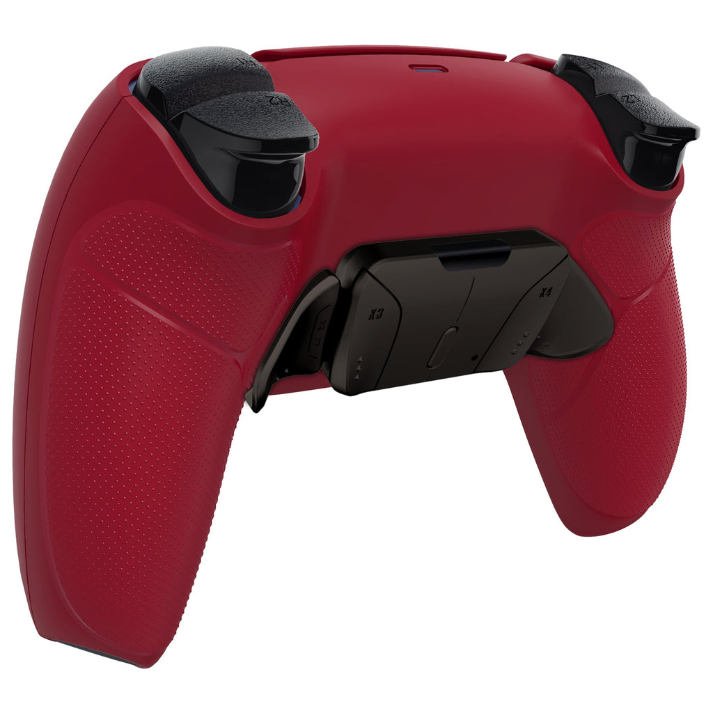 eXtremeRate Black Real Metal Buttons (RMB) Version RISE4 V3 Remap Kit for PS5 Controller BDM-030/040/050 - Rubberized Volcanic Red eXtremeRate
