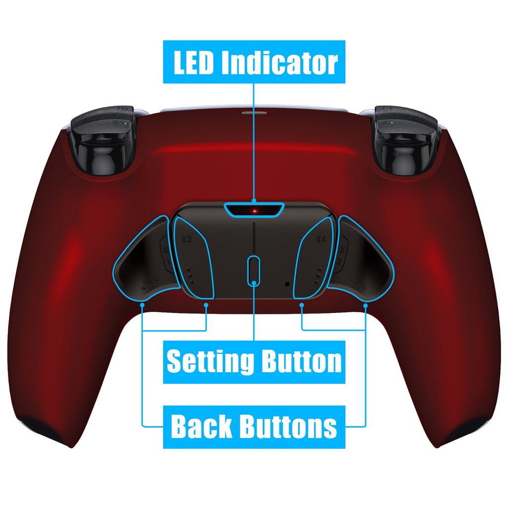 eXtremeRate Black Real Metal Buttons (RMB) Version RISE4 V3 Remap Kit for PS5 Controller BDM-030/040/050 - Scarlet Red eXtremeRate