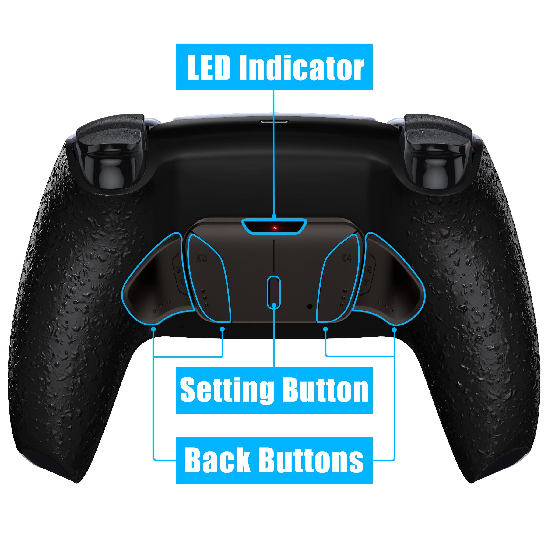 eXtremeRate Black Real Metal Buttons (RMB) Version RISE4 V3 Remap Kit for PS5 Controller BDM-030/040/050 - Textured Black eXtremeRate