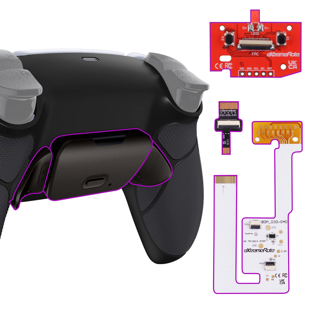 eXtremeRate Black Real Metal Buttons (RMB) Version RISE V3 Remap Kit for PS5 Controller BDM-030/040/050 - Rubberized Black eXtremeRate