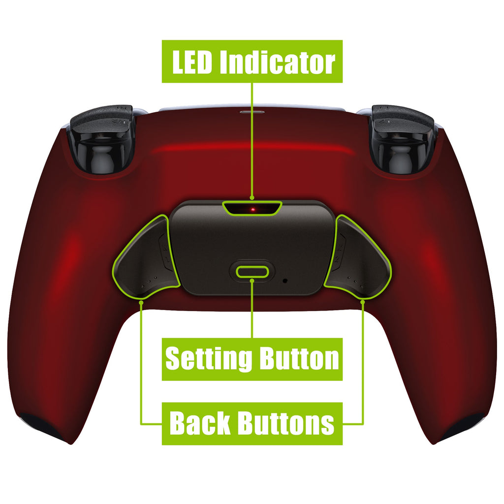 eXtremeRate Black Real Metal Buttons (RMB) Version RISE V3 Remap Kit for PS5 Controller BDM-030/040/050 - Scarlet Red eXtremeRate