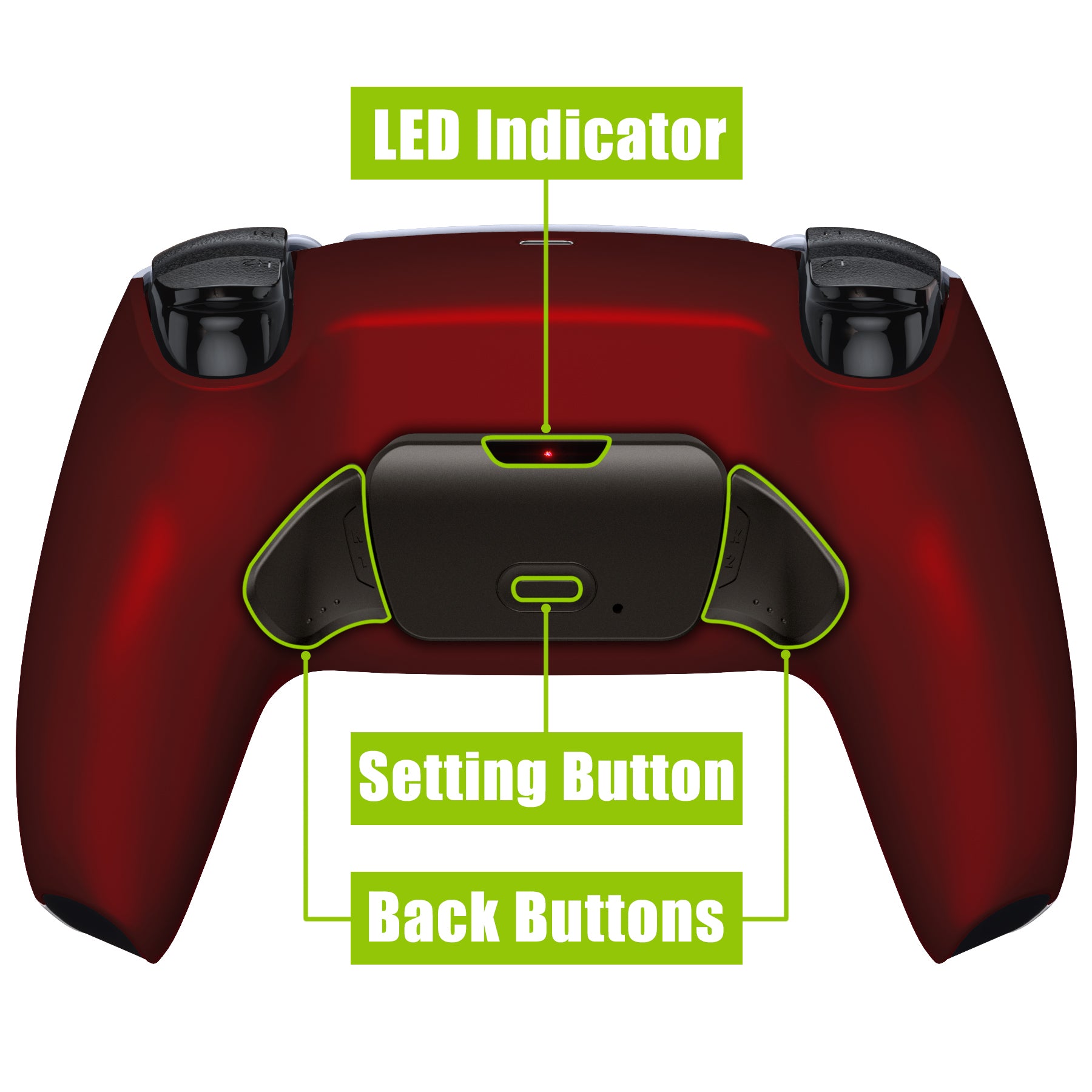 eXtremeRate Black Real Metal Buttons (RMB) Version RISE V3 Remap Kit for PS5 Controller BDM-030/040/050 - Scarlet Red eXtremeRate