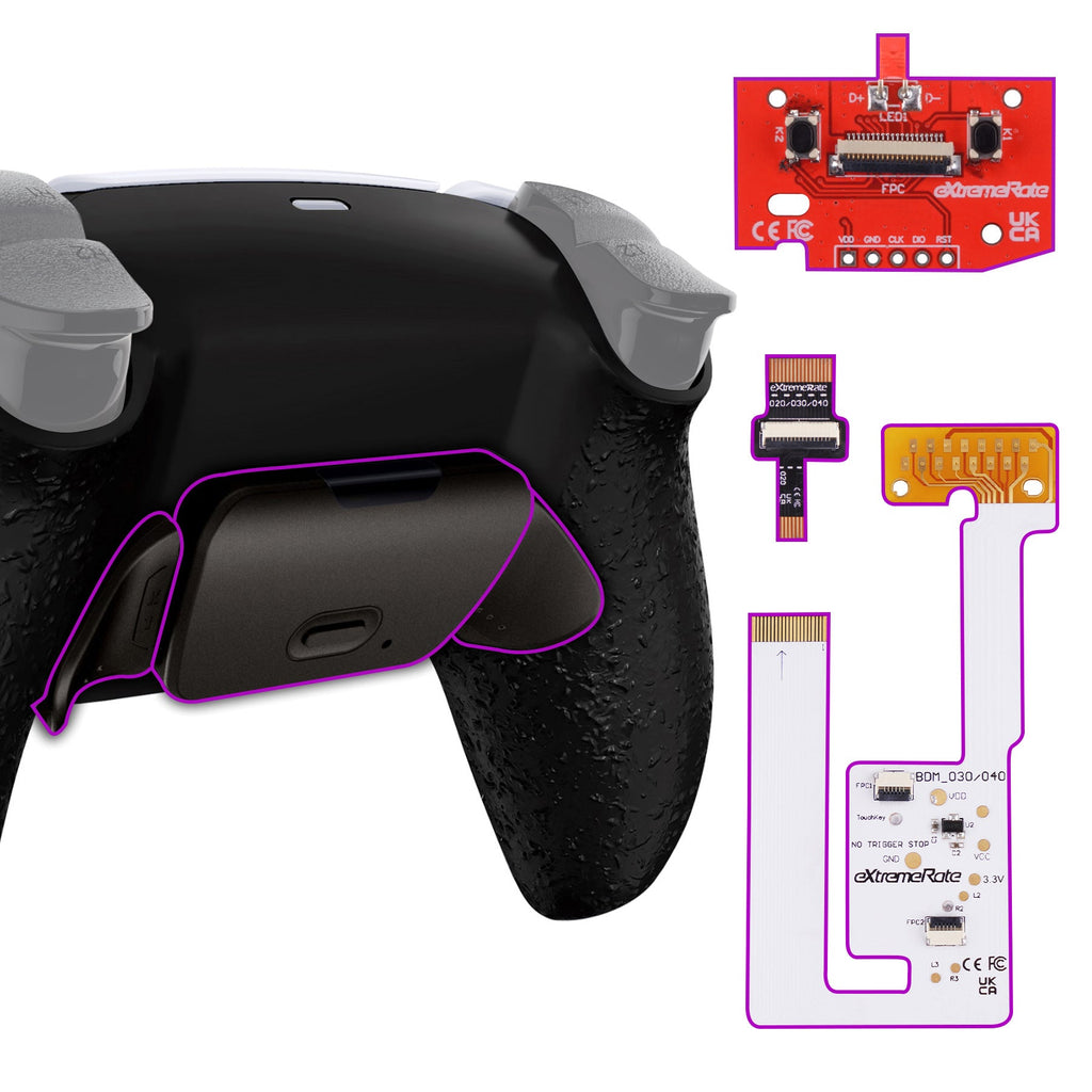 eXtremeRate Black Real Metal Buttons (RMB) Version RISE V3 Remap Kit for PS5 Controller BDM-030/040/050 - Textured Black eXtremeRate