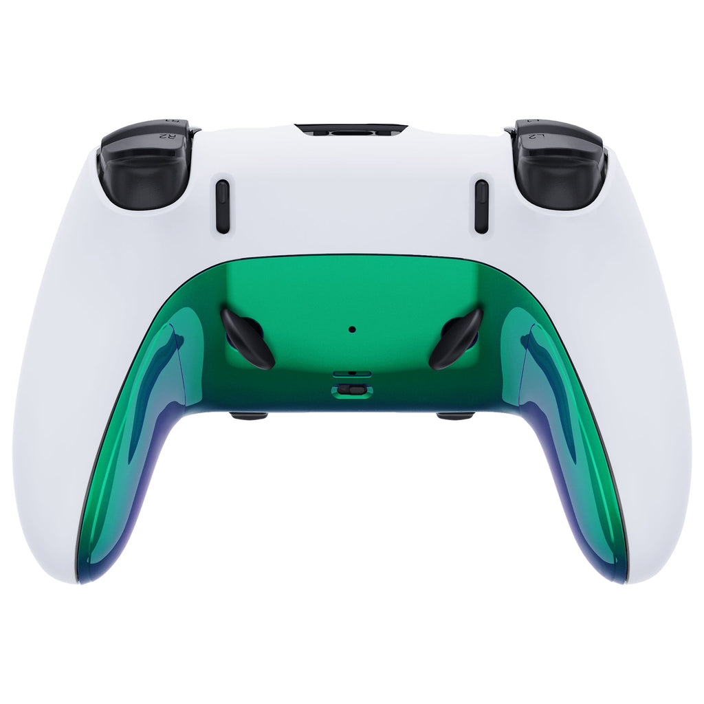 eXtremeRate Replacement Top Bottom Decorative Trim Shell Compatible with PS5 Edge Controller - Chameleon Green Purple eXtremeRate