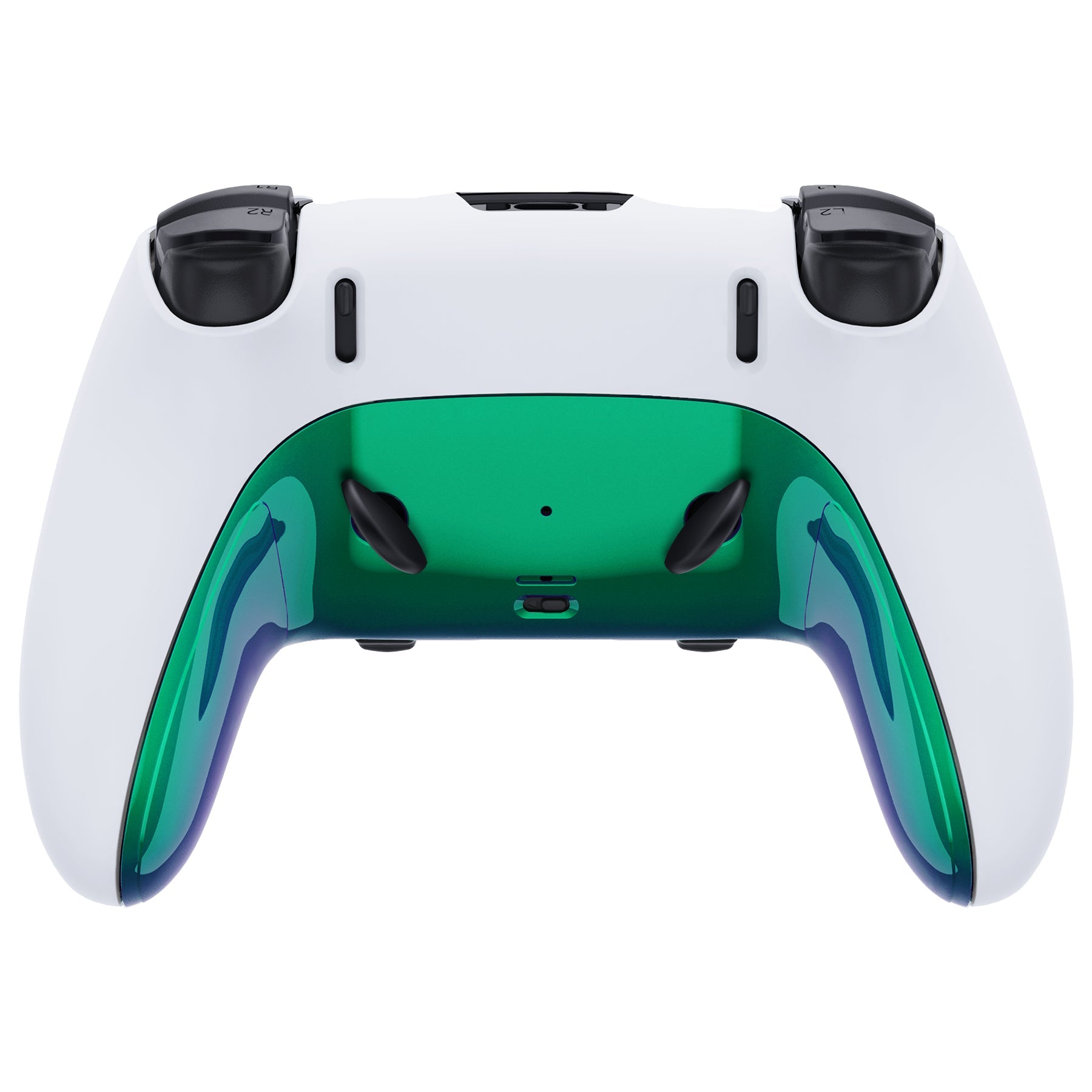 eXtremeRate Replacement Top Bottom Decorative Trim Shell Compatible with PS5 Edge Controller - Chameleon Green Purple eXtremeRate