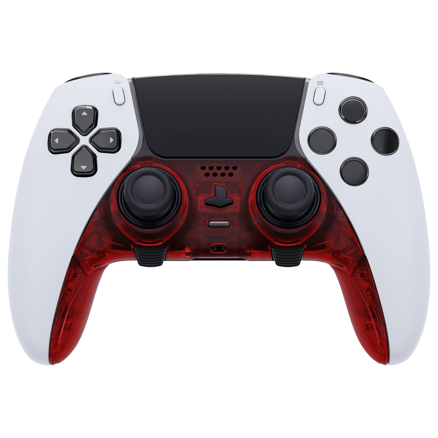 eXtremeRate Replacement Top Bottom Decorative Trim Shell Compatible with PS5 Edge Controller - Clear Red eXtremeRate