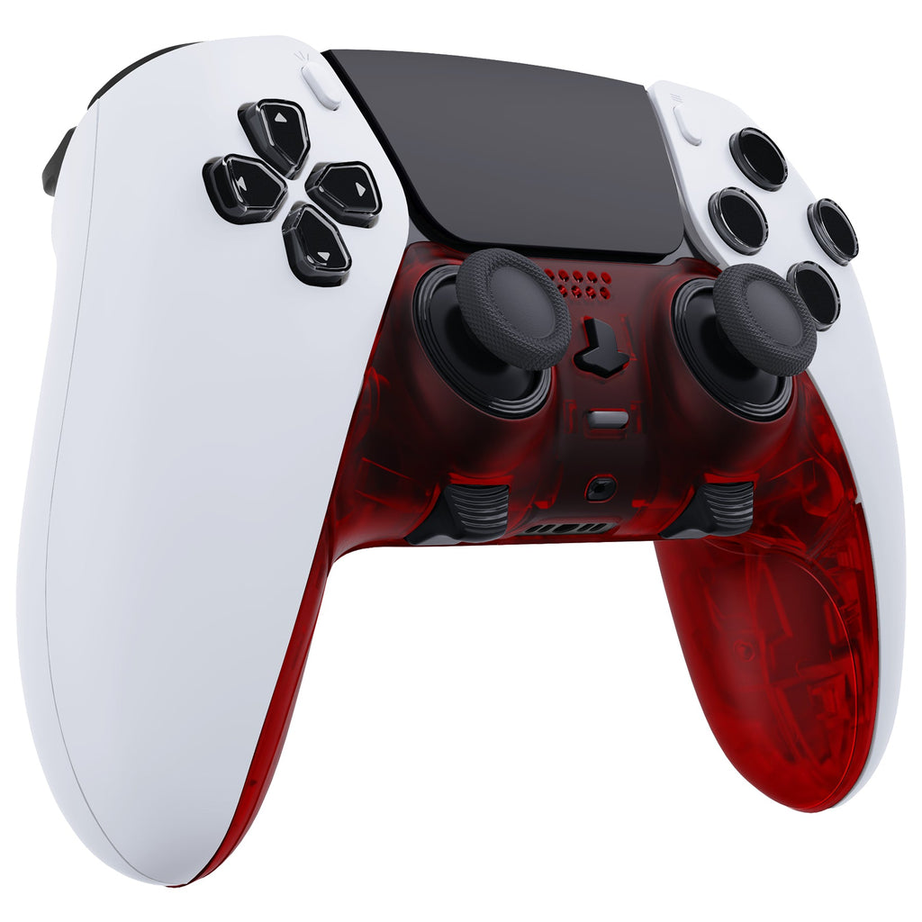 eXtremeRate Replacement Top Bottom Decorative Trim Shell Compatible with PS5 Edge Controller - Clear Red eXtremeRate