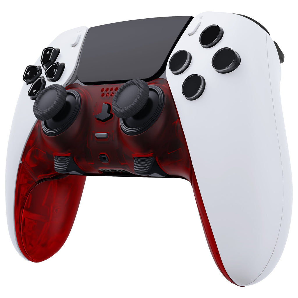 eXtremeRate Replacement Top Bottom Decorative Trim Shell Compatible with PS5 Edge Controller - Clear Red eXtremeRate