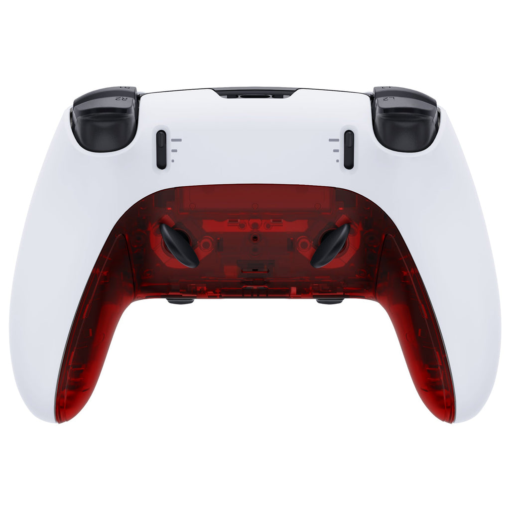 eXtremeRate Replacement Top Bottom Decorative Trim Shell Compatible with PS5 Edge Controller - Clear Red eXtremeRate
