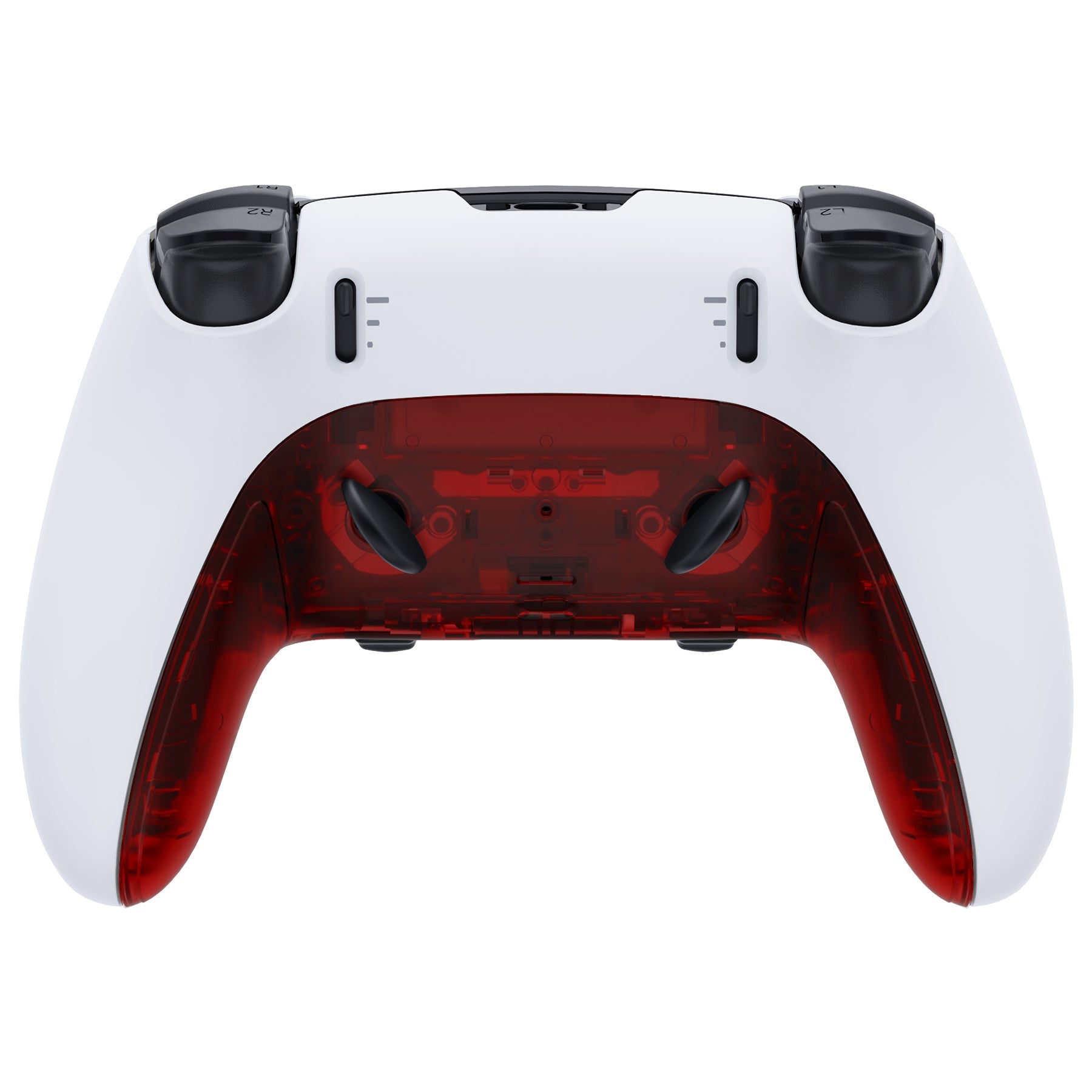 eXtremeRate Replacement Top Bottom Decorative Trim Shell Compatible with PS5 Edge Controller - Clear Red eXtremeRate