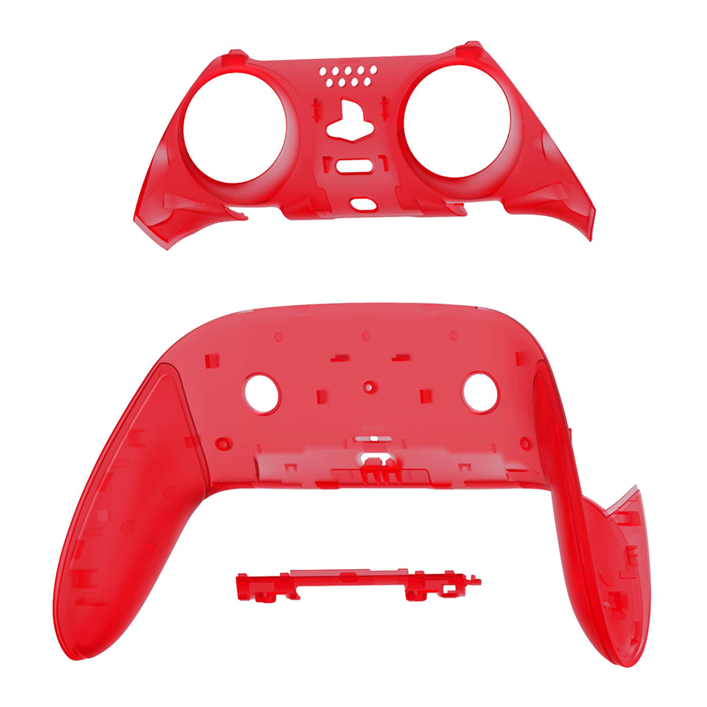 eXtremeRate Replacement Top Bottom Decorative Trim Shell Compatible with PS5 Edge Controller - Clear Red eXtremeRate