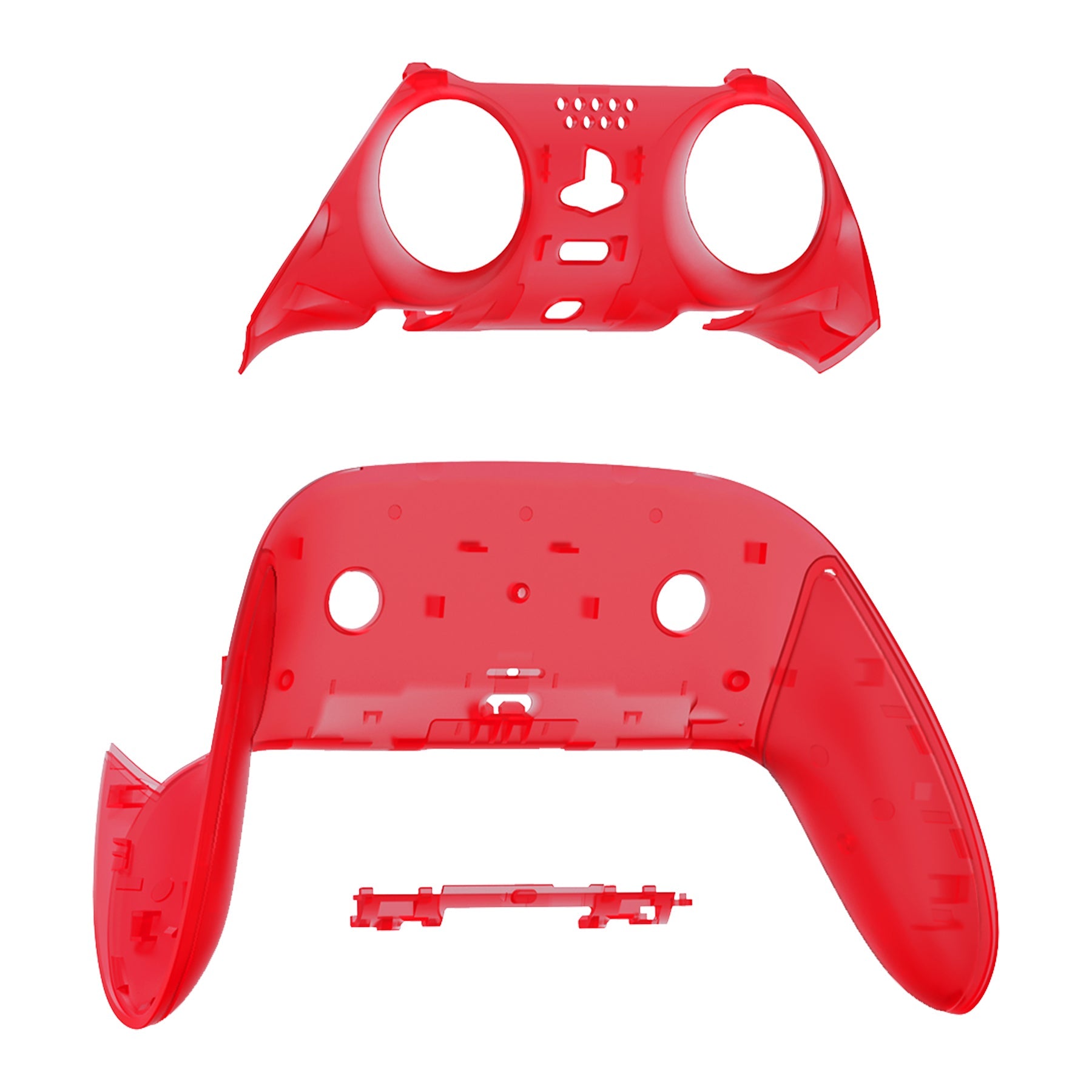 eXtremeRate Replacement Top Bottom Decorative Trim Shell Compatible with PS5 Edge Controller - Clear Red eXtremeRate