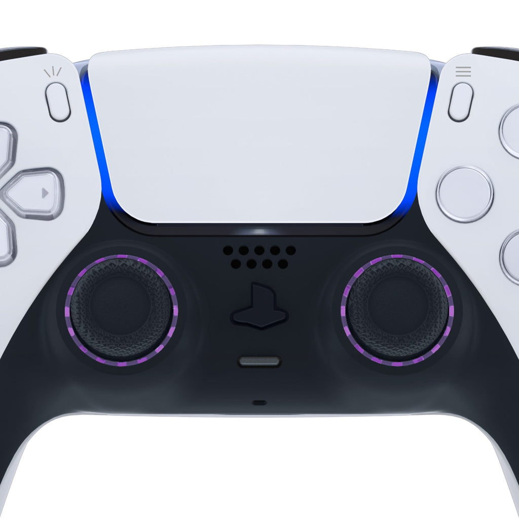 eXtremeRate Custom Replacement Accent Rings for PS5 Controller - Clear Atomic Purple eXtremeRate