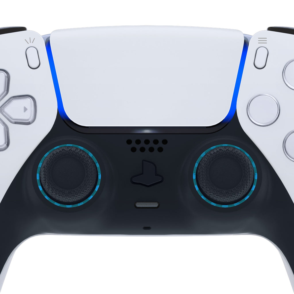 eXtremeRate Custom Replacement Accent Rings for PS5 Controller - Clear Cyan Blue eXtremeRate