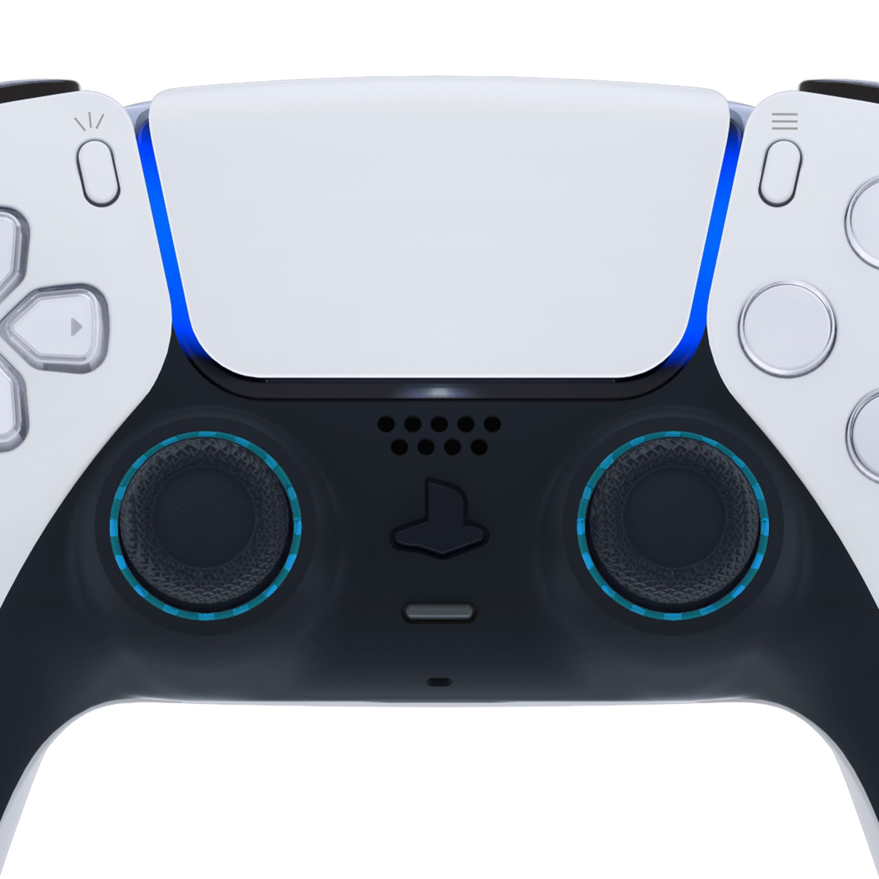 eXtremeRate Custom Replacement Accent Rings for PS5 Controller - Clear Cyan Blue eXtremeRate